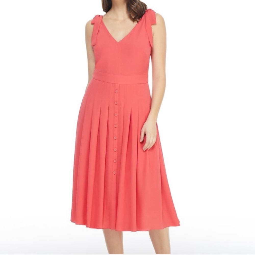 GAL MEETS GLAM Scarlett Button Up V-neck Dress In Red Size 0